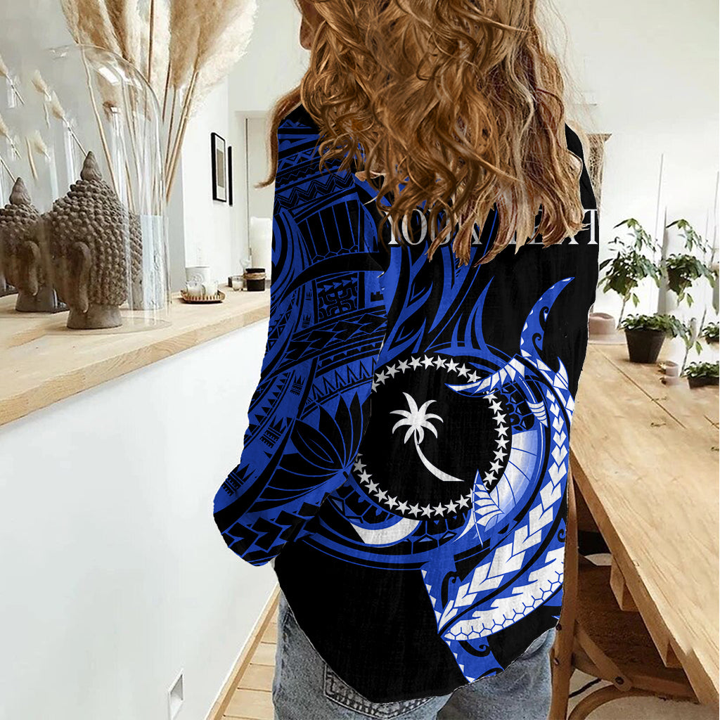 Personalised Chuuk FSM Culture Day Women Casual Shirt Hammerhead Shark Tattoo 2024 LT9 - Polynesian Pride