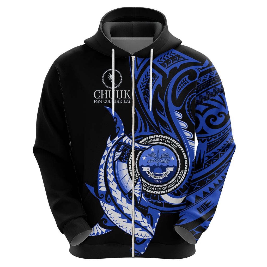 Personalised Chuuk FSM Culture Day Zip Hoodie Hammerhead Shark Tattoo 2024 LT9 - Polynesian Pride