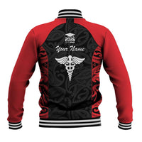 New Zealand Nurse RN 2026 Personalised Baseball Jacket Red Maori Pattern Cultural Pride LT9 - Polynesian Pride