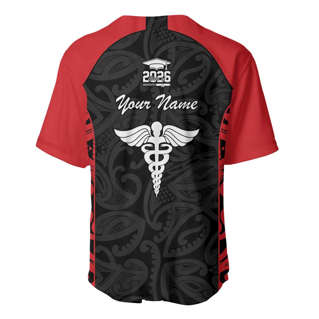 New Zealand Nurse RN 2026 Personalised Baseball Jersey Red Maori Pattern Cultural Pride LT9 - Polynesian Pride