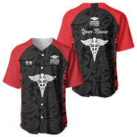 New Zealand Nurse RN 2026 Personalised Baseball Jersey Red Maori Pattern Cultural Pride LT9 - Polynesian Pride