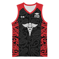 New Zealand Nurse RN 2026 Personalised Basketball Jersey Red Maori Pattern Cultural Pride LT9 Unisex Red - Polynesian Pride