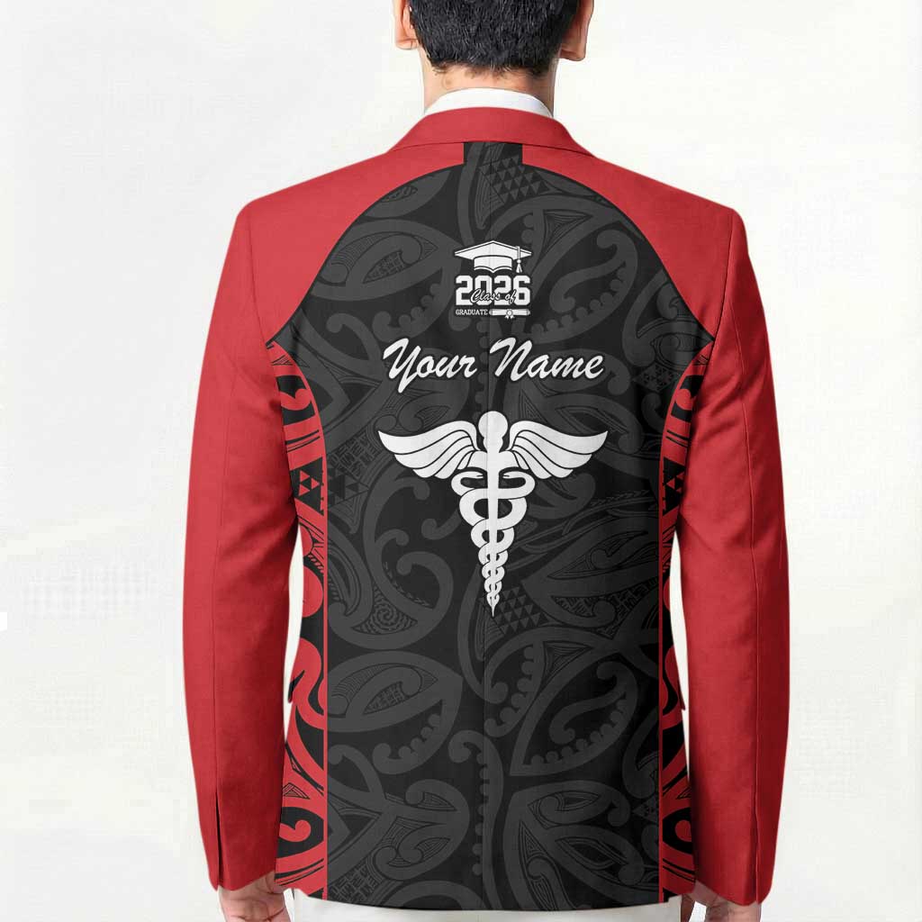 New Zealand Nurse RN 2026 Personalised Blazer Red Maori Pattern Cultural Pride LT9 - Polynesian Pride