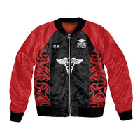 New Zealand Nurse RN 2026 Personalised Bomber Jacket Red Maori Pattern Cultural Pride LT9 Unisex Red - Polynesian Pride