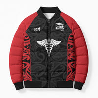 New Zealand Nurse RN 2026 Personalised Bomber Puffer Jacket Red Maori Pattern Cultural Pride LT9 Unisex Red - Polynesian Pride