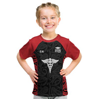New Zealand Nurse RN 2026 Personalised Kid T Shirt Red Maori Pattern Cultural Pride LT9 Red - Polynesian Pride