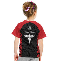 New Zealand Nurse RN 2026 Personalised Kid T Shirt Red Maori Pattern Cultural Pride LT9 - Polynesian Pride