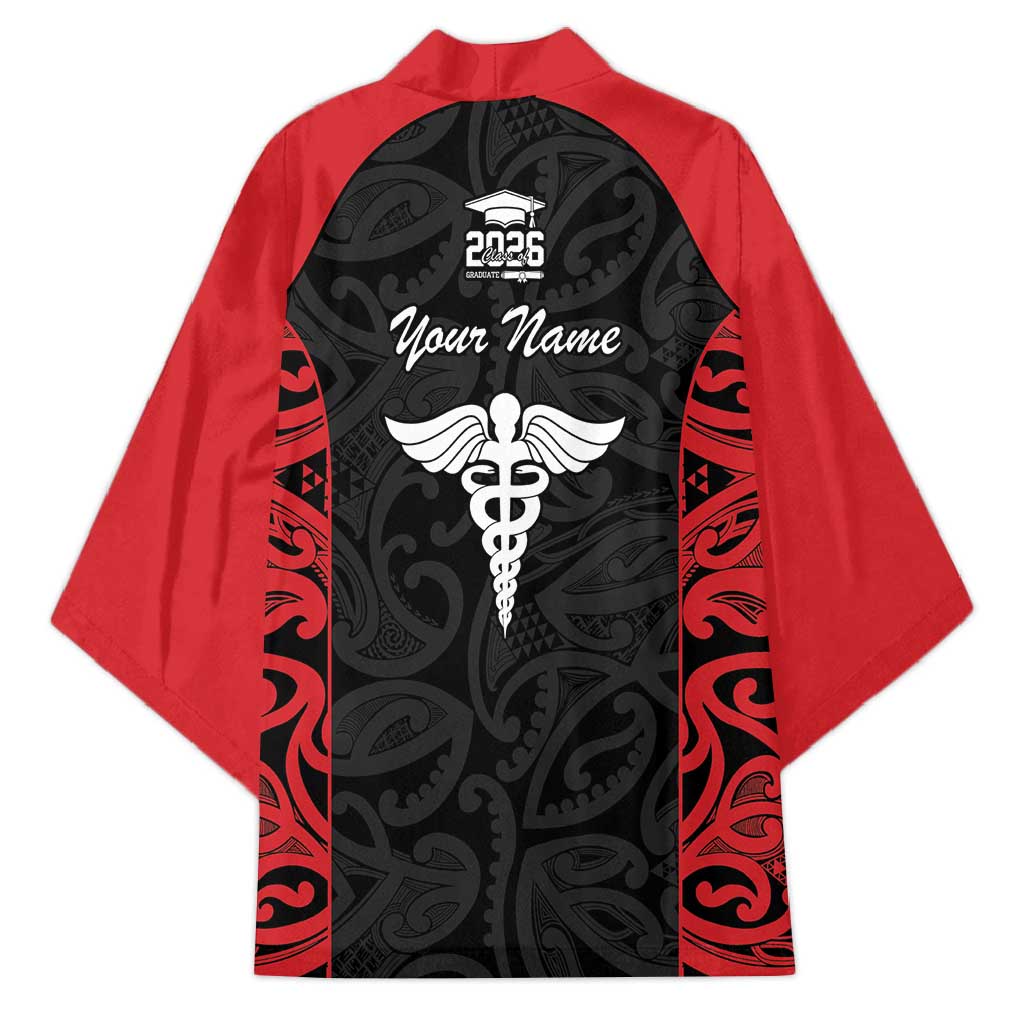 New Zealand Nurse RN 2026 Personalised Kimono Red Maori Pattern Cultural Pride LT9 - Polynesian Pride