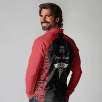 New Zealand Nurse RN 2026 Personalised Long Sleeve Polo Shirt Red Maori Pattern Cultural Pride LT9 - Polynesian Pride