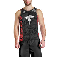 New Zealand Nurse RN 2026 Personalised Men Tank Top Red Maori Pattern Cultural Pride LT9 - Polynesian Pride