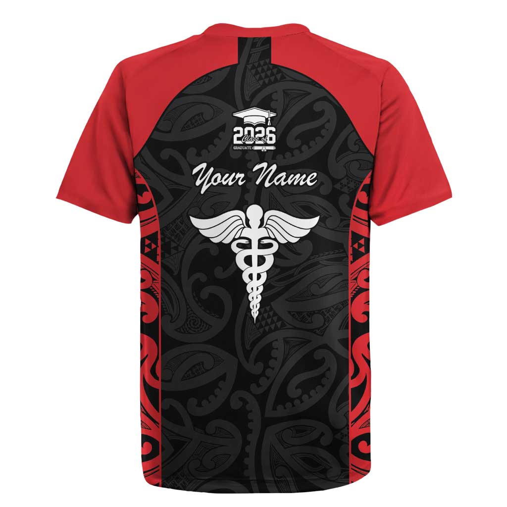 New Zealand Nurse RN 2026 Personalised Rugby Jersey Red Maori Pattern Cultural Pride LT9 - Polynesian Pride