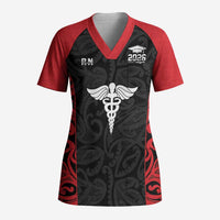 New Zealand Nurse RN 2026 Personalised Scrub Top Red Maori Pattern Cultural Pride LT9 Adult Red - Polynesian Pride