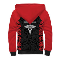 New Zealand Nurse RN 2026 Personalised Sherpa Hoodie Red Maori Pattern Cultural Pride LT9 - Polynesian Pride