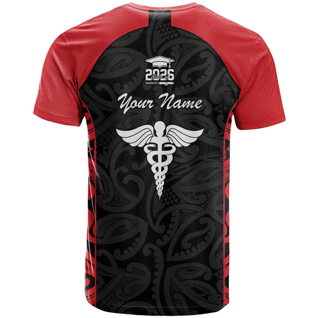 New Zealand Nurse RN 2026 Personalised T Shirt Red Maori Pattern Cultural Pride LT9 - Polynesian Pride