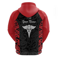 New Zealand Nurse RN 2026 Personalised Zip Hoodie Red Maori Pattern Cultural Pride LT9 - Polynesian Pride