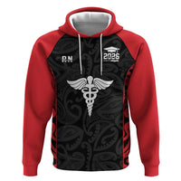 New Zealand Nurse RN 2026 Personalised Zip Hoodie Red Maori Pattern Cultural Pride LT9 Pullover Hoodie Red - Polynesian Pride