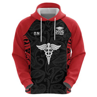 New Zealand Nurse RN 2026 Personalised Zip Hoodie Red Maori Pattern Cultural Pride LT9 - Polynesian Pride