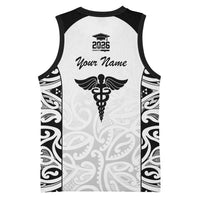 New Zealand Nurse RN 2026 Personalised Basketball Jersey White Maori Pattern Cultural Pride