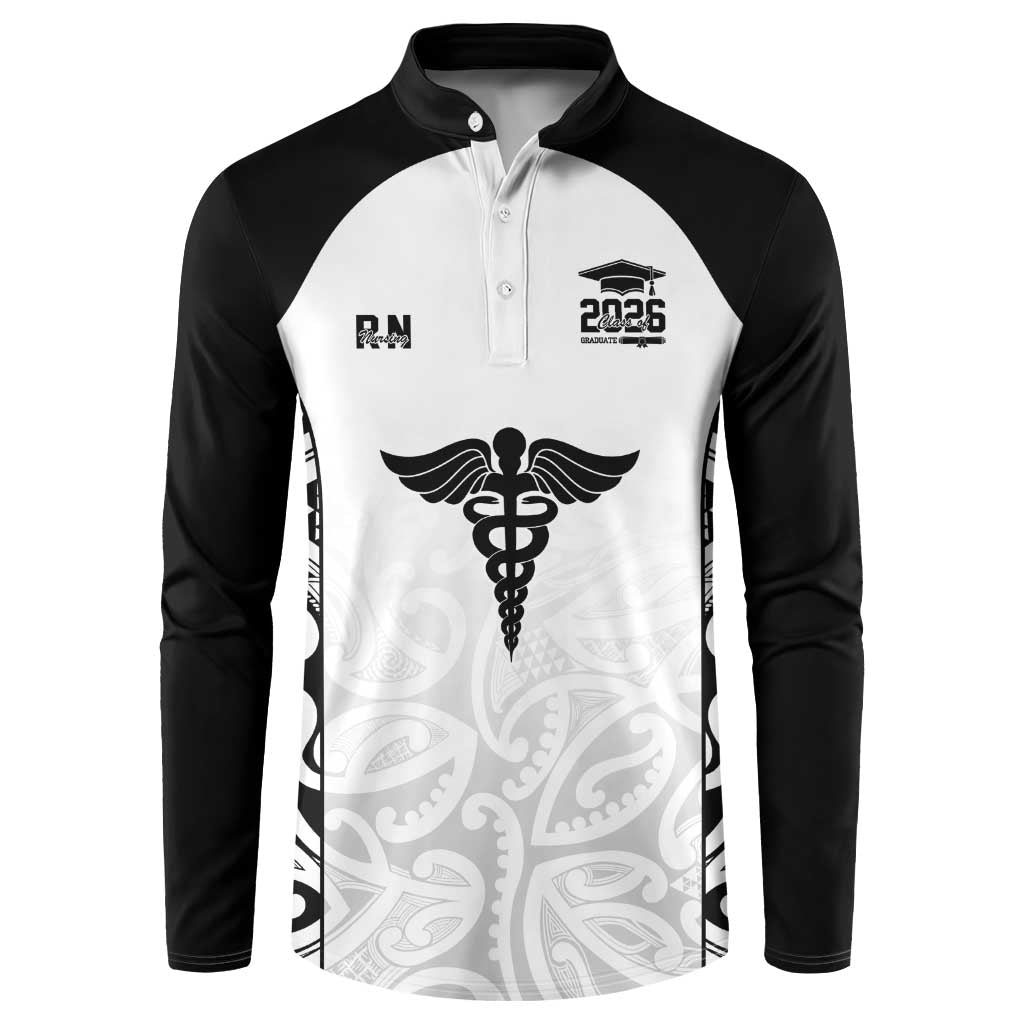 New Zealand Nurse RN 2026 Personalised Button Sweatshirt White Maori Pattern Cultural Pride LT9 White - Polynesian Pride