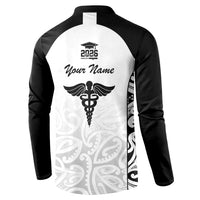 New Zealand Nurse RN 2026 Personalised Button Sweatshirt White Maori Pattern Cultural Pride LT9 - Polynesian Pride