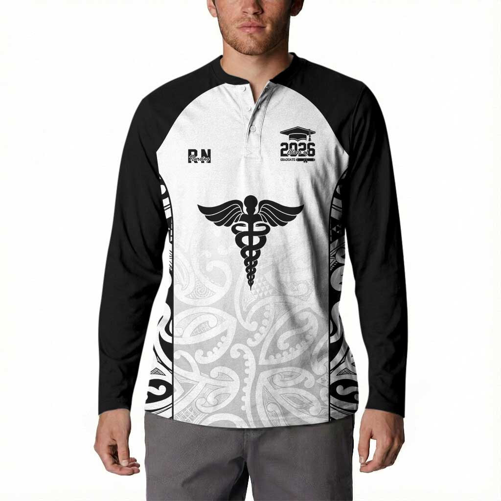 New Zealand Nurse RN 2026 Personalised Button Sweatshirt White Maori Pattern Cultural Pride LT9 - Polynesian Pride