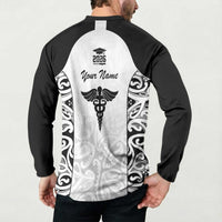 New Zealand Nurse RN 2026 Personalised Button Sweatshirt White Maori Pattern Cultural Pride LT9 - Polynesian Pride