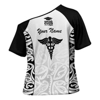 New Zealand Nurse RN 2026 Personalised Cross Shoulder Shirt White Maori Pattern Cultural Pride LT9 - Polynesian Pride