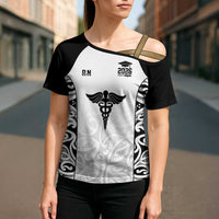 New Zealand Nurse RN 2026 Personalised Cross Shoulder Shirt White Maori Pattern Cultural Pride LT9 - Polynesian Pride
