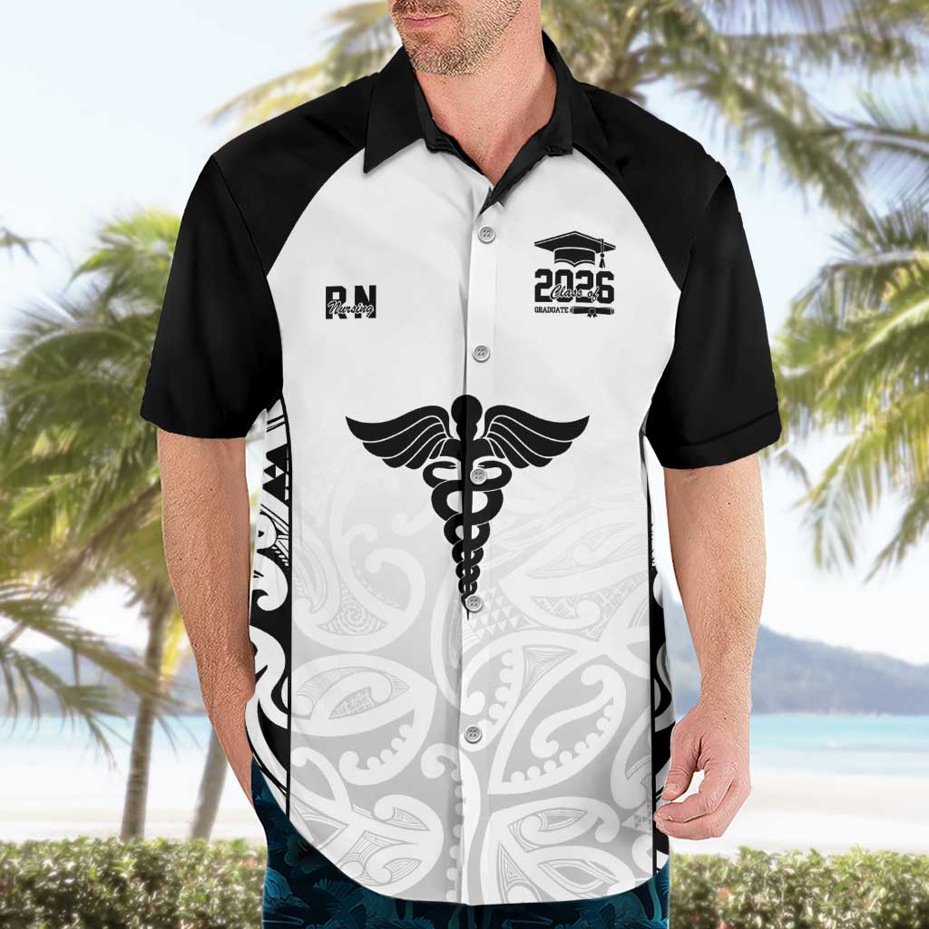 New Zealand Nurse RN 2026 Personalised Hawaiian Shirt White Maori Pattern Cultural Pride LT9 - Polynesian Pride