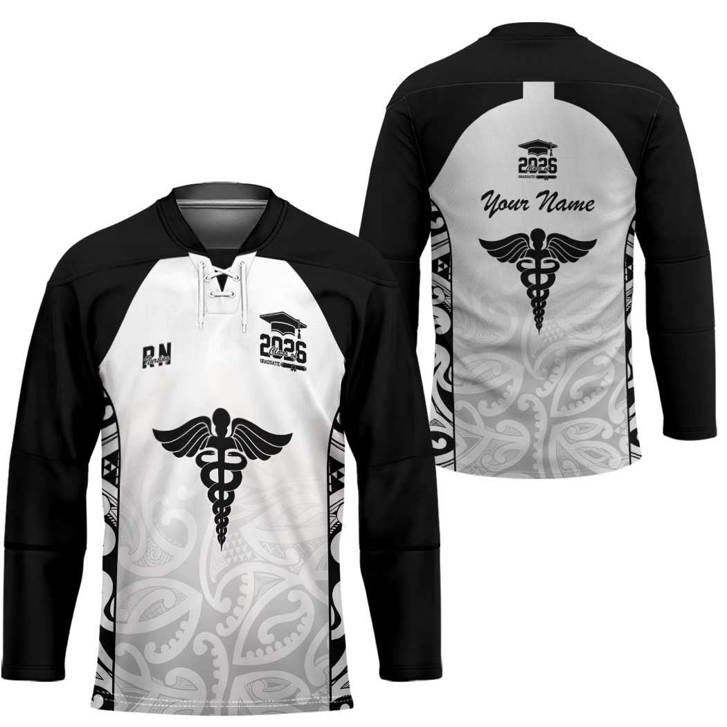 New Zealand Nurse RN 2026 Personalised Hockey Jersey White Maori Pattern Cultural Pride LT9 - Polynesian Pride