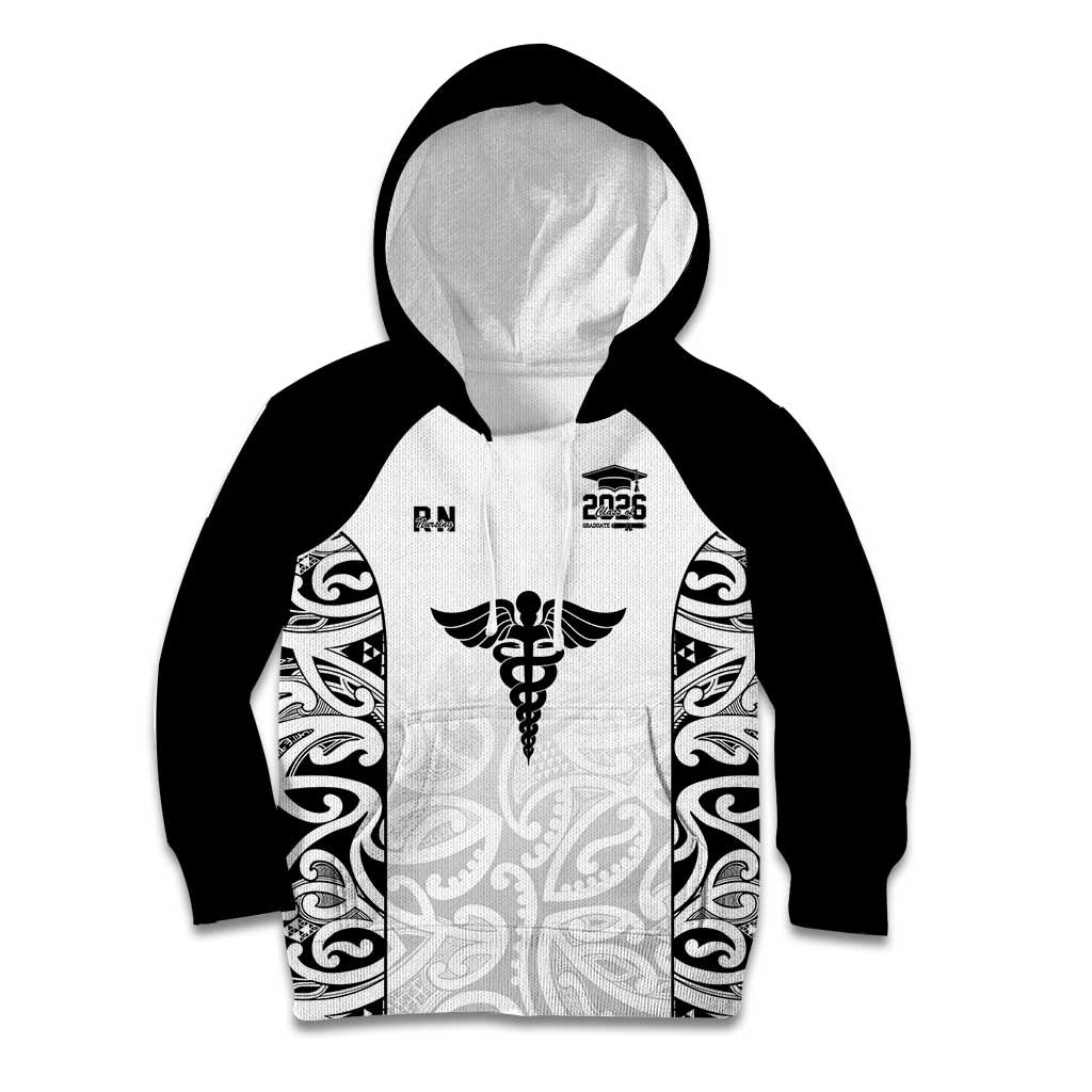 New Zealand Nurse RN 2026 Personalised Kid Hoodie White Maori Pattern Cultural Pride LT9 Hoodie White - Polynesian Pride