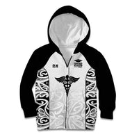 New Zealand Nurse RN 2026 Personalised Kid Hoodie White Maori Pattern Cultural Pride