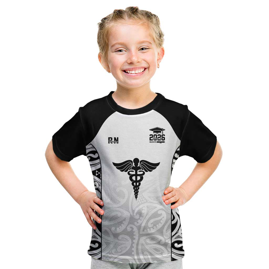 New Zealand Nurse RN 2026 Personalised Kid T Shirt White Maori Pattern Cultural Pride LT9 White - Polynesian Pride