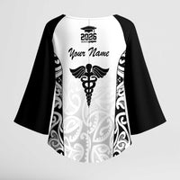 New Zealand Nurse RN 2026 Personalised Kimono Sleeve Blouse White Maori Pattern Cultural Pride LT9 - Polynesian Pride