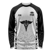 New Zealand Nurse RN 2026 Personalised Long Sleeve Shirt White Maori Pattern Cultural Pride