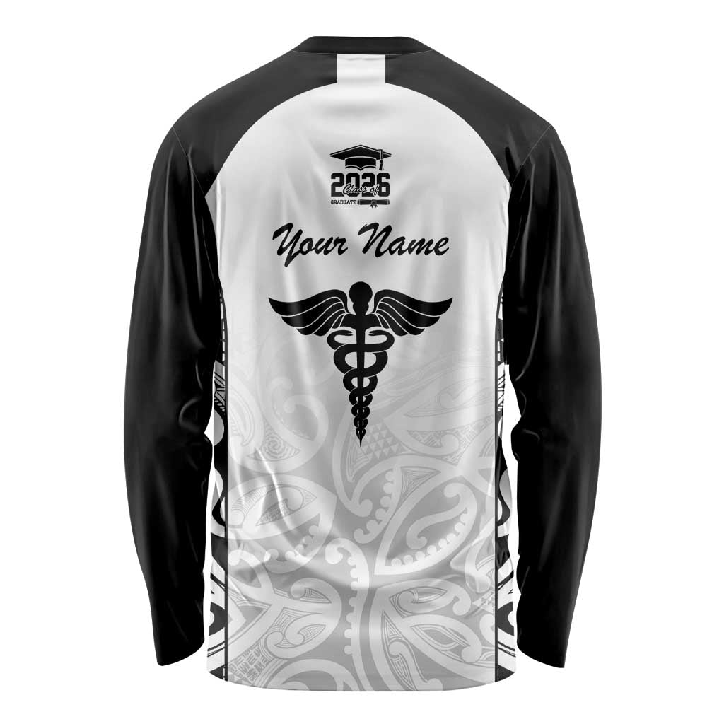 New Zealand Nurse RN 2026 Personalised Long Sleeve Shirt White Maori Pattern Cultural Pride