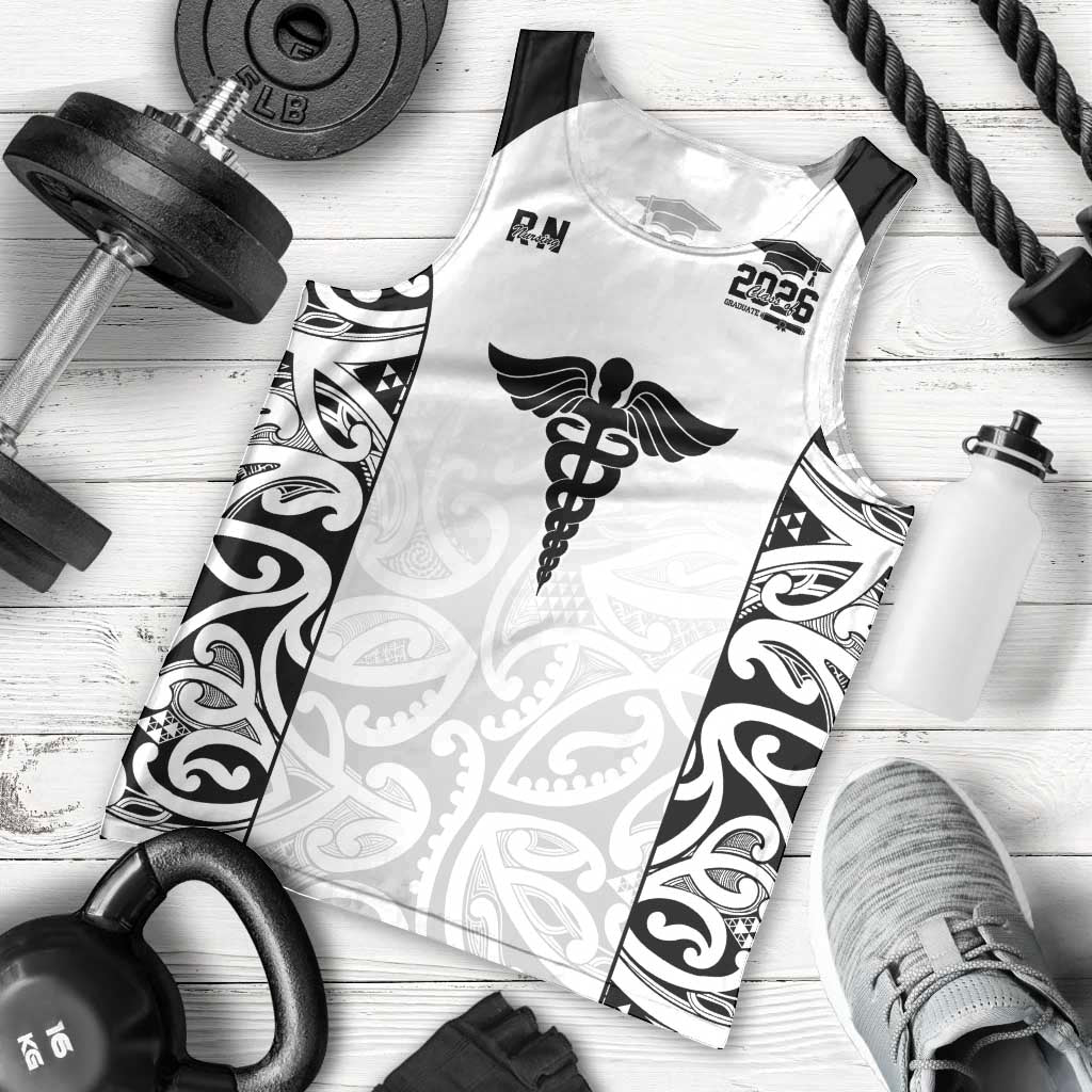 New Zealand Nurse RN 2026 Personalised Men Tank Top White Maori Pattern Cultural Pride LT9 - Polynesian Pride
