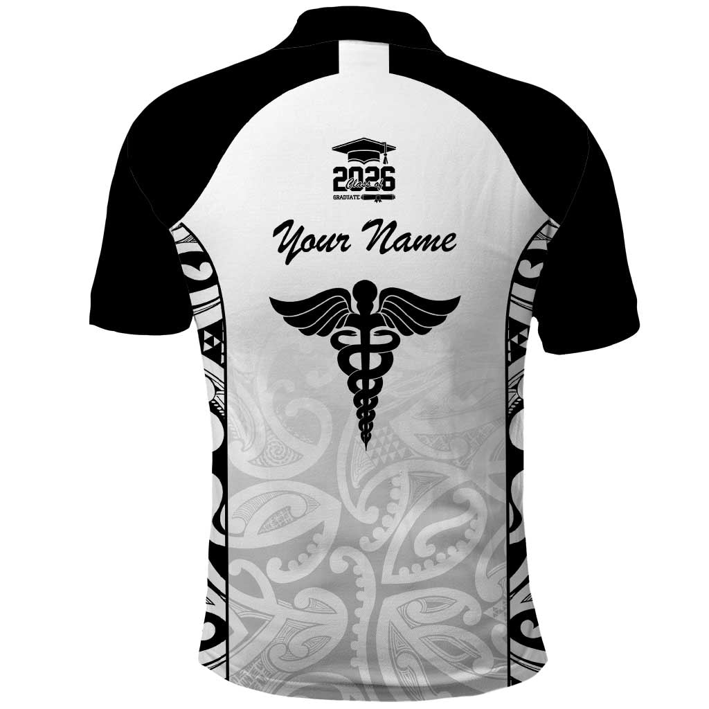 New Zealand Nurse RN 2026 Personalised Polo Shirt White Maori Pattern Cultural Pride LT9 - Polynesian Pride