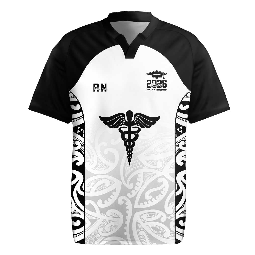 New Zealand Nurse RN 2026 Personalised Rugby Jersey White Maori Pattern Cultural Pride LT9 White - Polynesian Pride