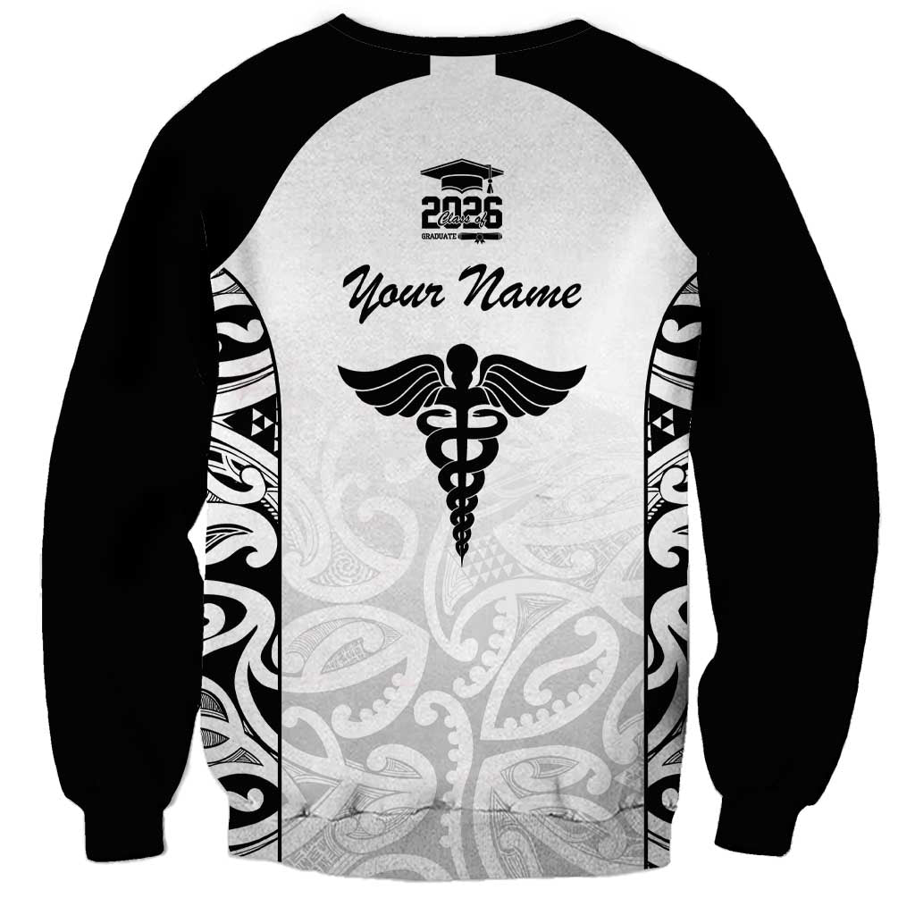 New Zealand Nurse RN 2026 Personalised Sweatshirt White Maori Pattern Cultural Pride LT9 - Polynesian Pride
