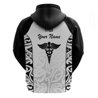 New Zealand Nurse RN 2026 Personalised Zip Hoodie White Maori Pattern Cultural Pride LT9 - Polynesian Pride