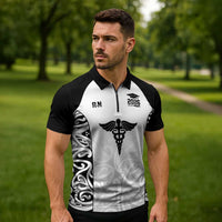 New Zealand Nurse RN 2026 Personalised Zipper Polo Shirt White Maori Pattern Cultural Pride