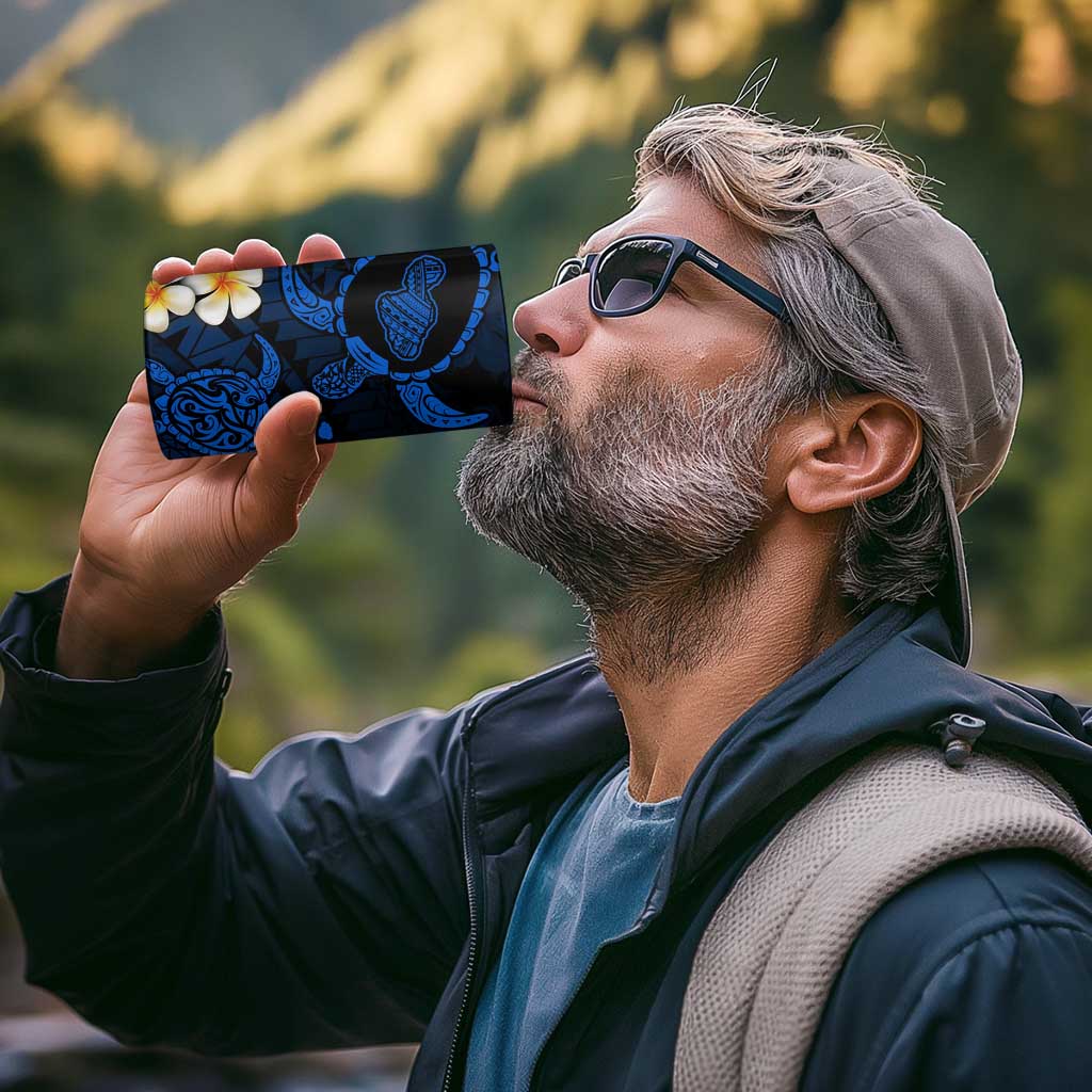 Hawaii Maui Islands Pacific Plumeria 4 in 1 Can Cooler Tumbler Blue Polynesian Tattoo