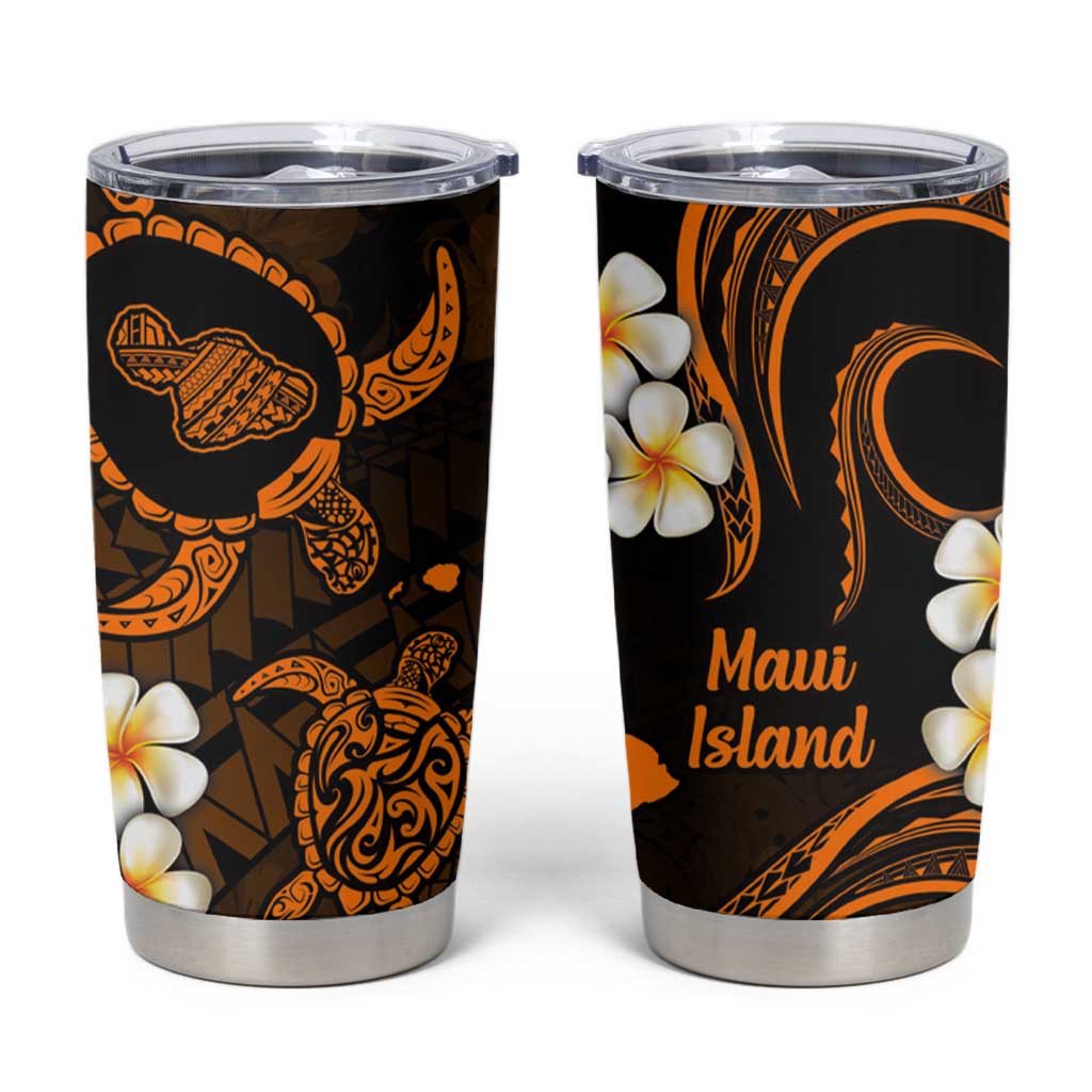 Hawaii Maui Islands Pacific Plumeria Tumbler Cup Gold Polynesian Tattoo