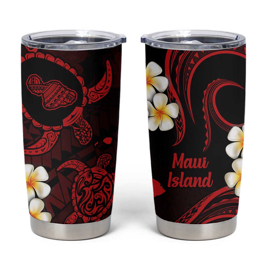 Hawaii Maui Islands Pacific Plumeria Tumbler Cup Red Polynesian Tattoo