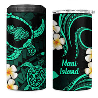 Hawaii Maui Islands Pacific Plumeria 4 in 1 Can Cooler Tumbler Turquoise Polynesian Tattoo