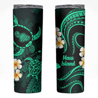 Hawaii Maui Islands Pacific Plumeria Skinny Tumbler Turquoise Polynesian Tattoo