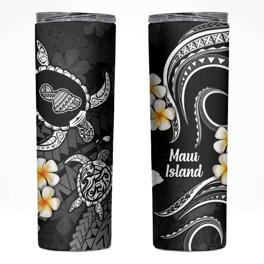 Hawaii Maui Islands Pacific Plumeria Skinny Tumbler White Polynesian Tattoo