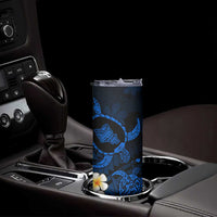 Hawaii Oahu Islands Pacific Plumeria Skinny Tumbler Blue Polynesian Tattoo