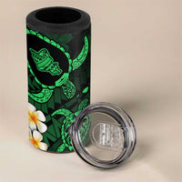Hawaii Oahu Islands Pacific Plumeria 4 in 1 Can Cooler Tumbler Green Polynesian Tattoo